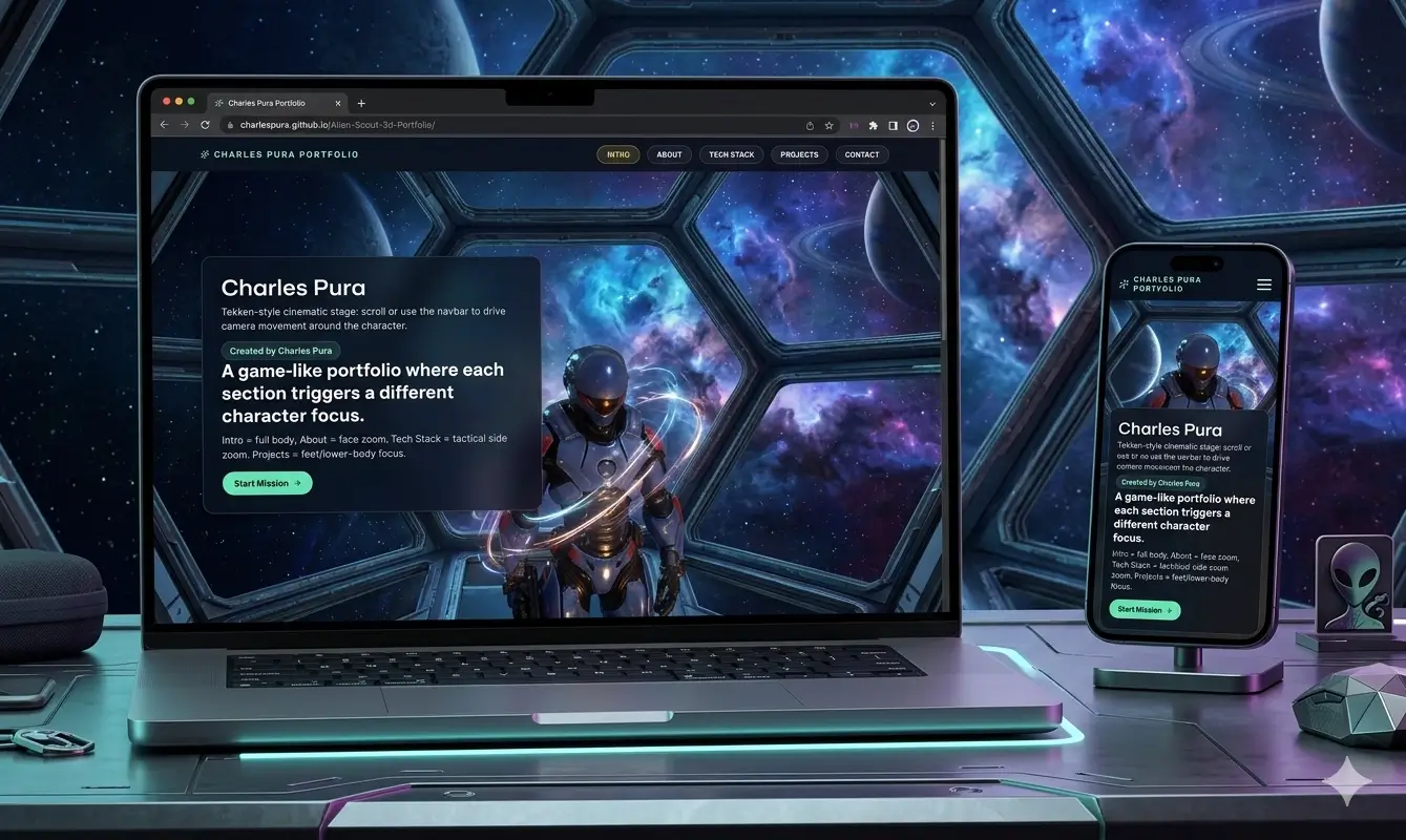 Alien Scout 3D Portfolio Sections