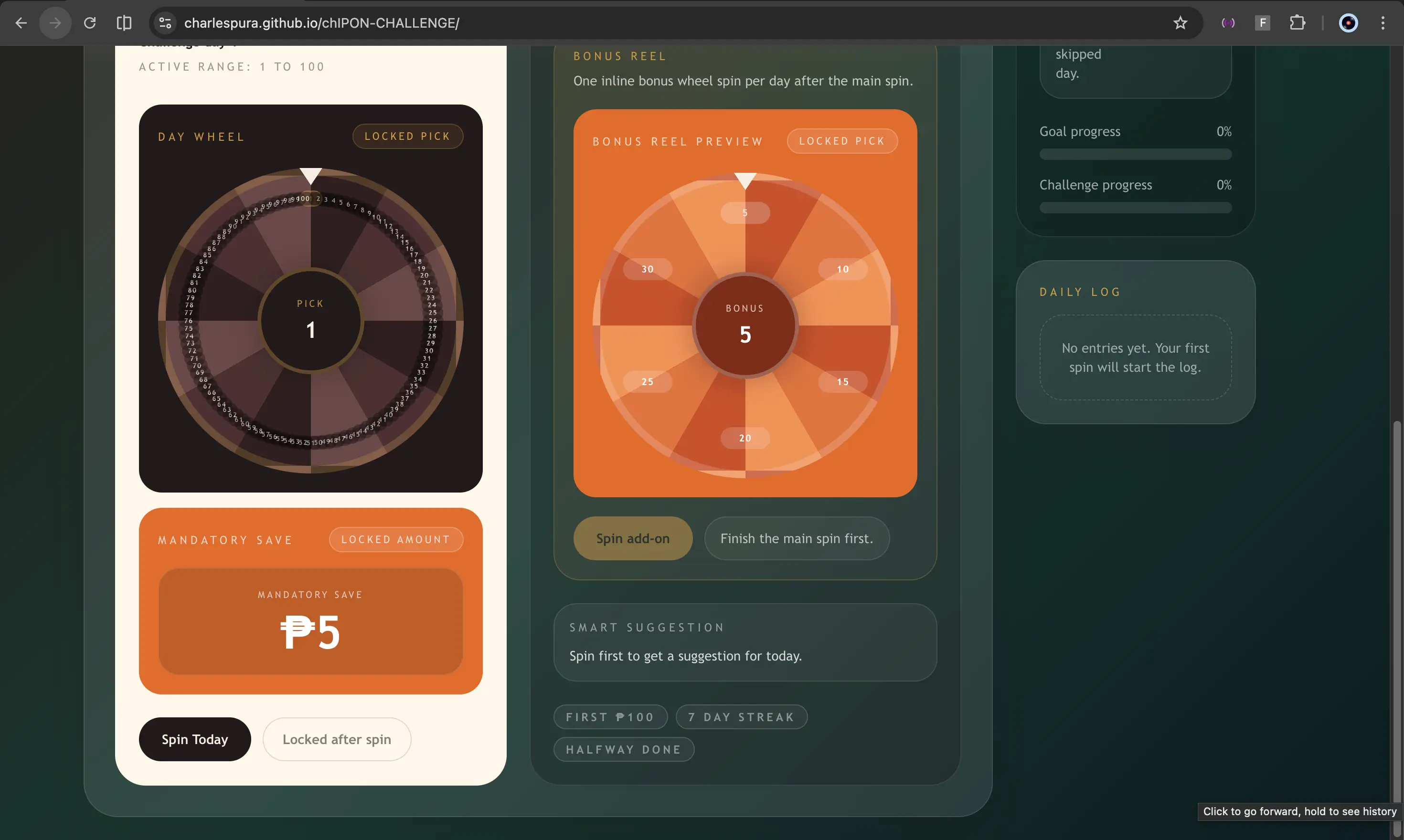 ChIPONChallenge Savings Tracker